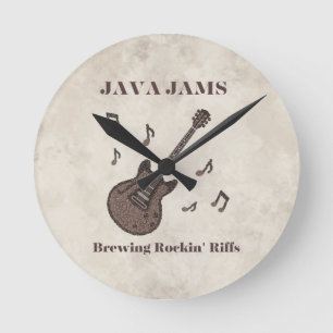 Java Jams-Brewing Rockin' Riffs-Coffee-Guitar- Ronde Klok