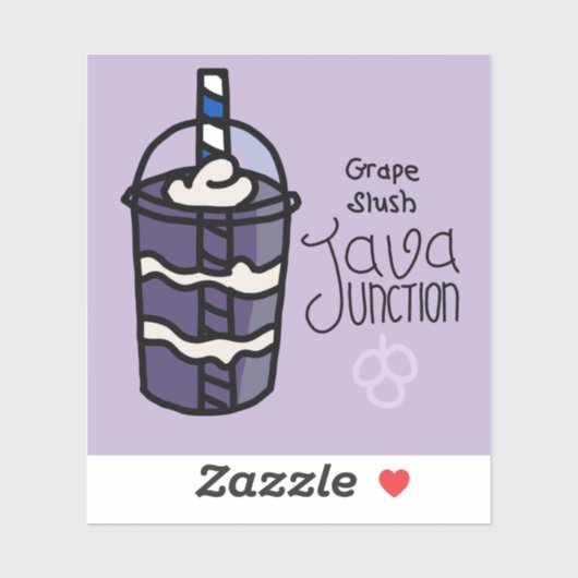 Java Junction Grape Slush Sticker met Tekst (Vel)
