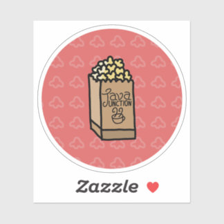 Java Junction Popcorn Circle Sticker