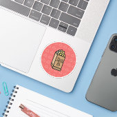 Java Junction Popcorn Circle Sticker (Laptop met iPhone)