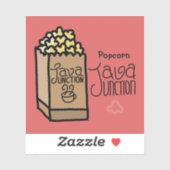 Java Junction Popcorn Sticker met tekst (Vel)