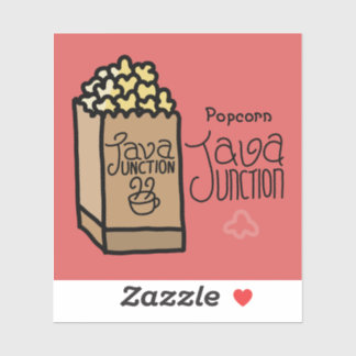 Java Junction Popcorn Sticker met tekst