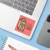 Java Junction Popcorn Sticker met tekst (Laptop met iPhone)