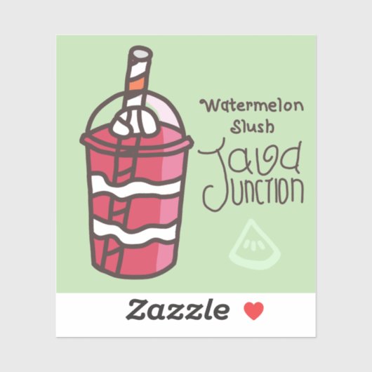 Java Junction Watermeloen Slush Sticker met Tekst (Vel)