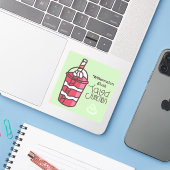 Java Junction Watermeloen Slush Sticker met Tekst (Laptop met iPhone)