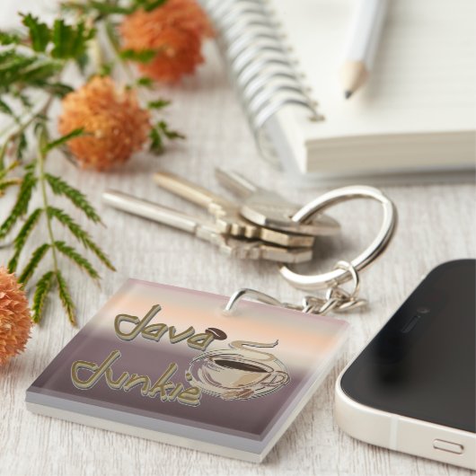 Java Junkie Coffee Lovers Acrylisch Sleutelhanger (Voorkant Rechts)