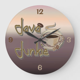 Java Junkie Coffee Lovers Wall Clock Grote Klok