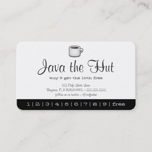 Java Logo Drink Punch Card Klantenkaartje (Voorkant)