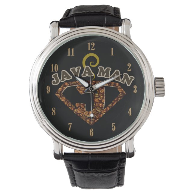 Java Man Coffee Humor Horloge (Voorkant)
