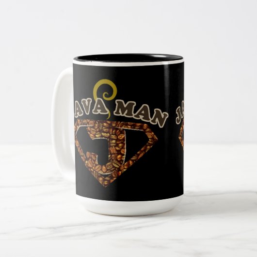 Java Man Coffee Humor Tweekleurige Koffiemok (Voorkant links)
