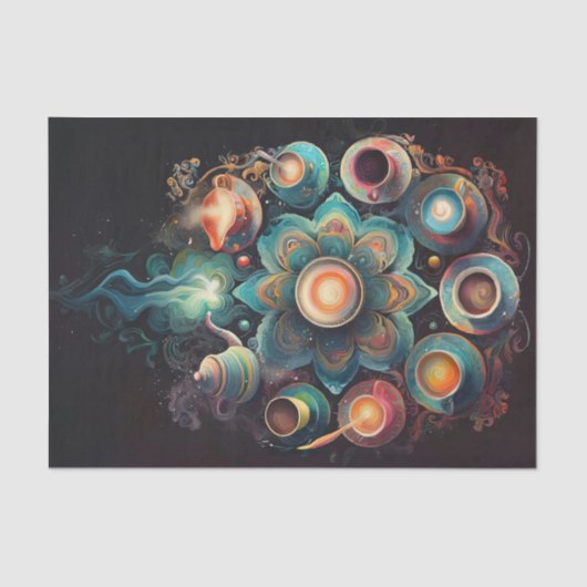 Java Mandala, iedereen houdt van koffie! Tissuepapier (Voorkant)