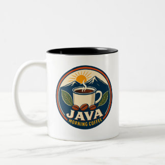Java Ochtendkoffie Retro Badge Tweekleurige Mok