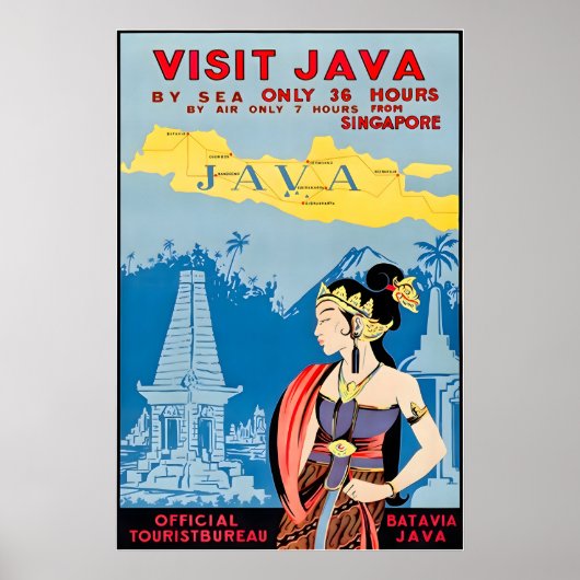 Java Reisposter Indonesië Kunst Toerisme Print (Voorkant)