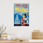 Java Reisposter Indonesië Kunst Toerisme Print (Keuken)