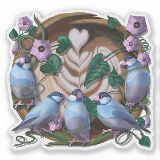 Java Sparrows, Java Coffee Sticker (Voorkant)