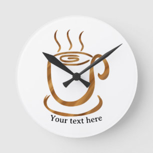 Java Stoom Cup   Houten Gebogen Koffie & Thee Ronde Klok