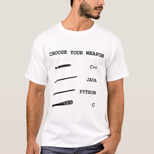 Java versus C+ vs Python vs C Programmeertaal T-shirt (Voorkant)