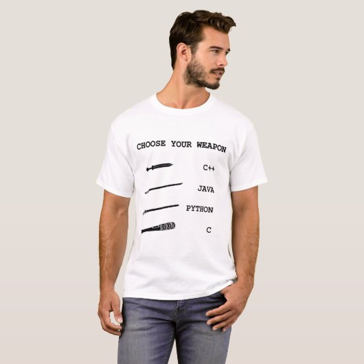 Java versus C+ vs Python vs C Programmeertaal T-shirt (Voorkant volledig)