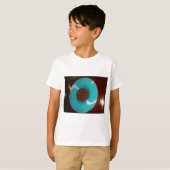 Java Vibes: Koffiebonen en Cyan Blue Bowl Art T-shirt (Voorkant volledig)
