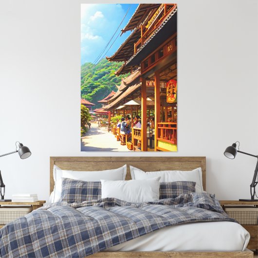 Javaans koffiehuis canvas afdruk (Insitu (Slaapkamer))