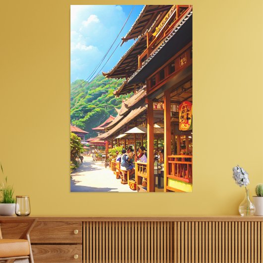 Javaans koffiehuis canvas afdruk (Insitu (Woonkamer))