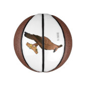 Javaanse havikarend vogel cartoon illustratie basketbal (Verticaal)