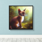 Javaanse kat canvas afdruk (Insitu (Houten vloer))