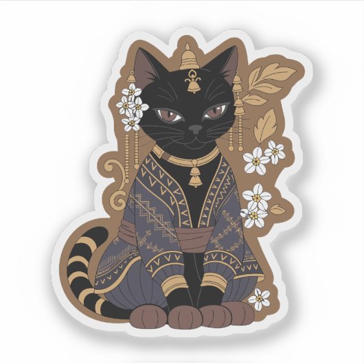 Javaanse kattenkunst  sticker (Voorkant)