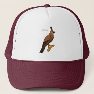 Javan hawk eagle bird cartoon illustration trucker pet