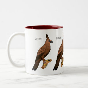 Javan hawk eagle bird cartoon tweekleurige koffiemok