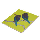 Javan Kingfishers op een keramische Tegel Tegeltje (Zijkant)