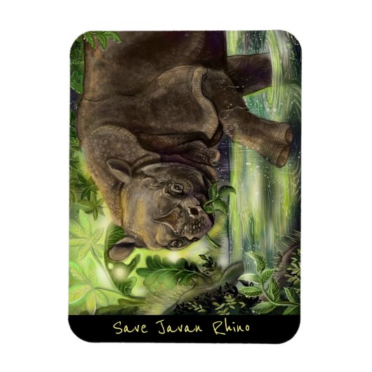 Javan Rhino Art Magneet (Verticaal)