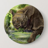 Javan Rhino Art Ronde Button 4,0 Cm (Voorkant)