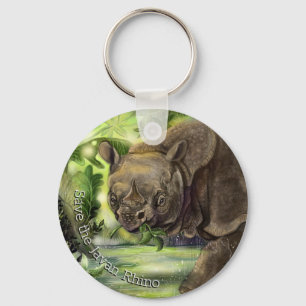 Javan Rhino Art Sleutelhanger