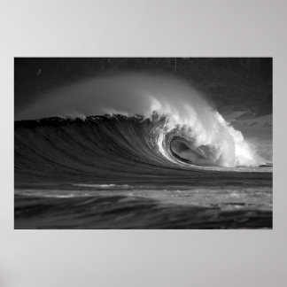Java's Epic Wave - Zwart-wit Surf Poster