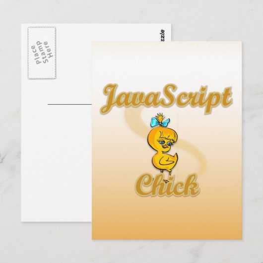 JavaScript Chick Briefkaart (Voorkant / Achterkant)