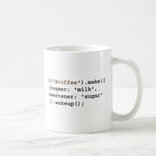 JavaScript-code voor geblonde en gezoete koffie Koffiemok (Rechts)