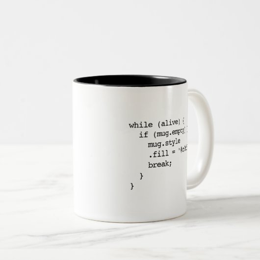JavaScript Coffee Mok (#c0ffee break) (Voorkant rechts)