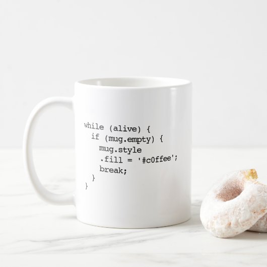 JavaScript Coffee Mok (#c0ffee break - dubbel) (Met donut)