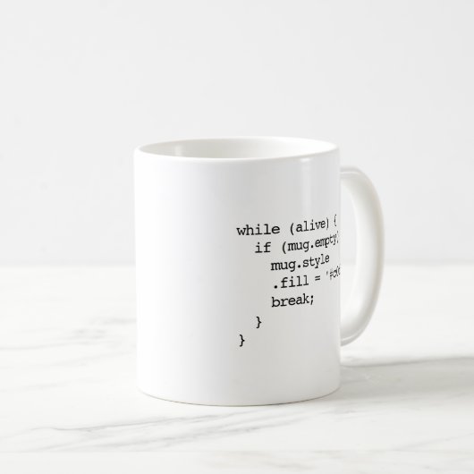 JavaScript Coffee Mok (#c0ffee break - dubbel) (Voorkant rechts)