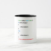 JavaScript-Mok. Ik ben softwareontwikkelaar. Mok (Midden)
