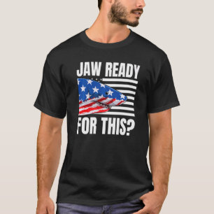 Jaw klaar voor deze haai Amerikaanse vlag Grunge T-shirt