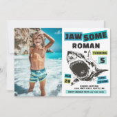 Jaw-Some Photo Shark Birthday Invitation (Devant)