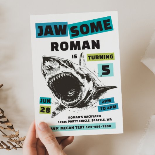 Jaw-Some Shark Birthday Invitation