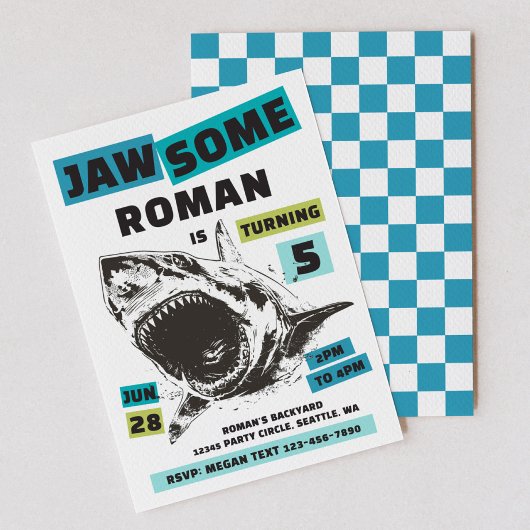 Jaw-Some Shark Birthday Invitation Kaart