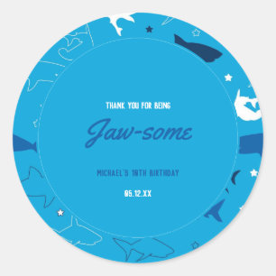 Jaw-some Shark Verjaardagsfeestje Ronde Sticker