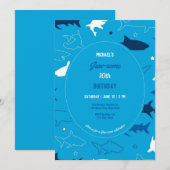 Jaw-some Shark Verjaardagsfeestje uitnodiging (Voorkant / Achterkant)