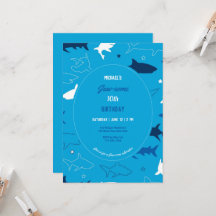 Jaw-some Shark Verjaardagsfeestje uitnodiging