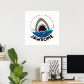 Jawsome Funny Shark Teeth Pun Poster (Thuiskantoor)