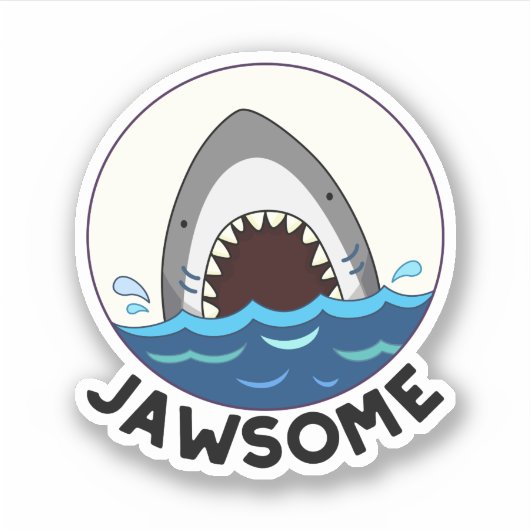 Jawsome Funny Shark Teeth Pun Sticker (Voorkant)